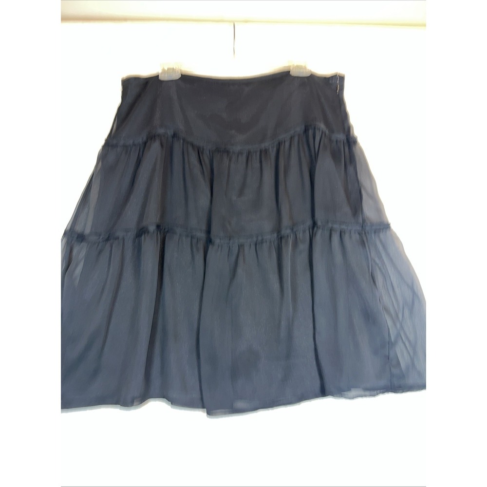 VTG Women's 12 Old Navy Tiered Ruffle Skirt Black Goth Fairy Flowy Peasant